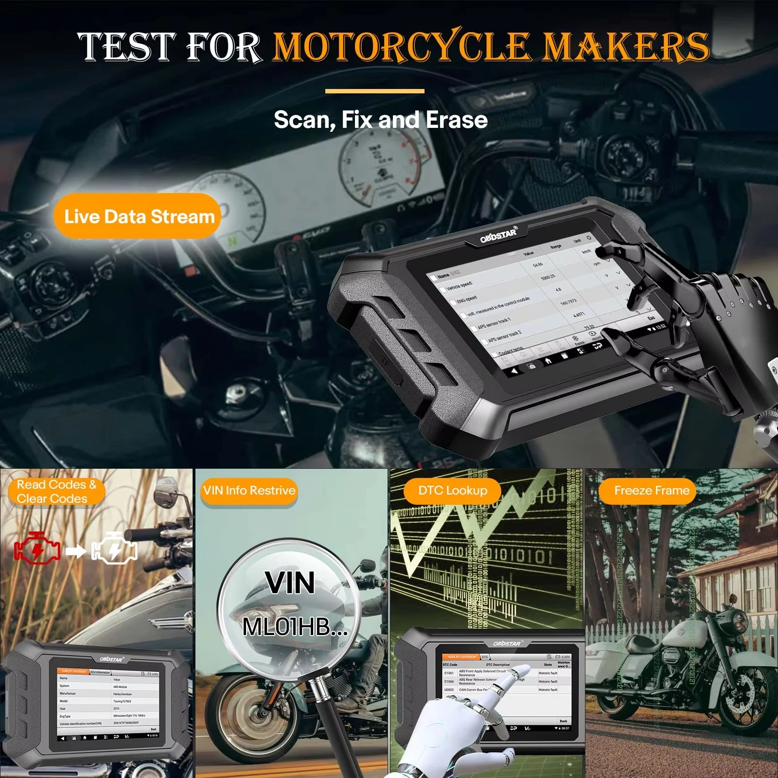 OBDSTAR IScan Motorcycle Diagnostic Scanner & Key Programmer for VICTORY/SUZUKI/YAMAHA /POLARIS/URAL /TRIUMPH