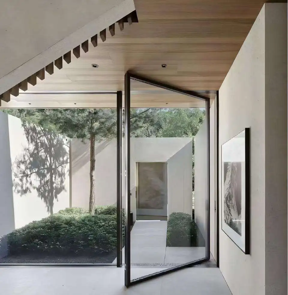Customization Villa Entrance Pivot Door Rainproof and Insulating Manual Revolving Doors Double Layer Tempered Glass Doors