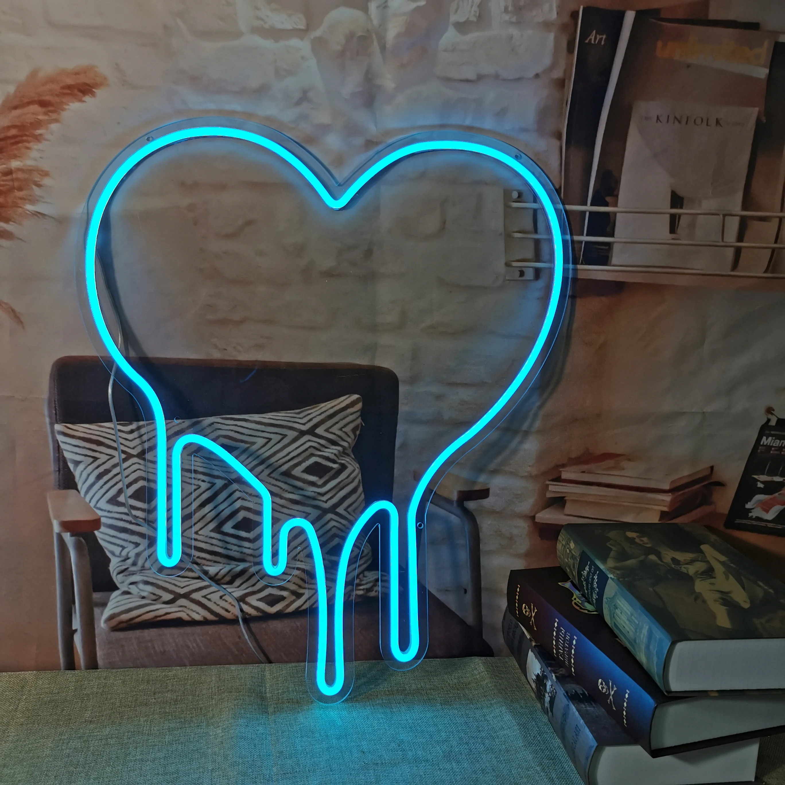 Dripping Heart Led Neon Acrylic Artwork Lips Neon Signs Living Room Bedroom Wall Decor Party Bar Decoration Neon Light