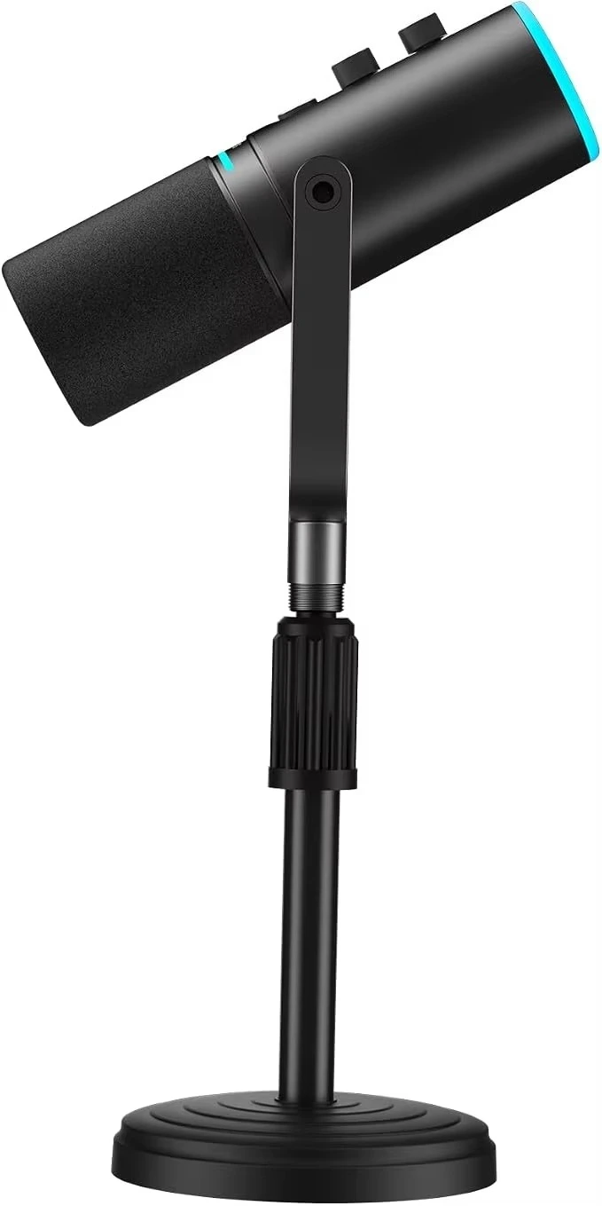 XLR/USB Dynamic Gaming Microphone Kit, RGB Boom Arm, Mute Button Reverb Effect, PC Mic for Streaming Podcast Recording