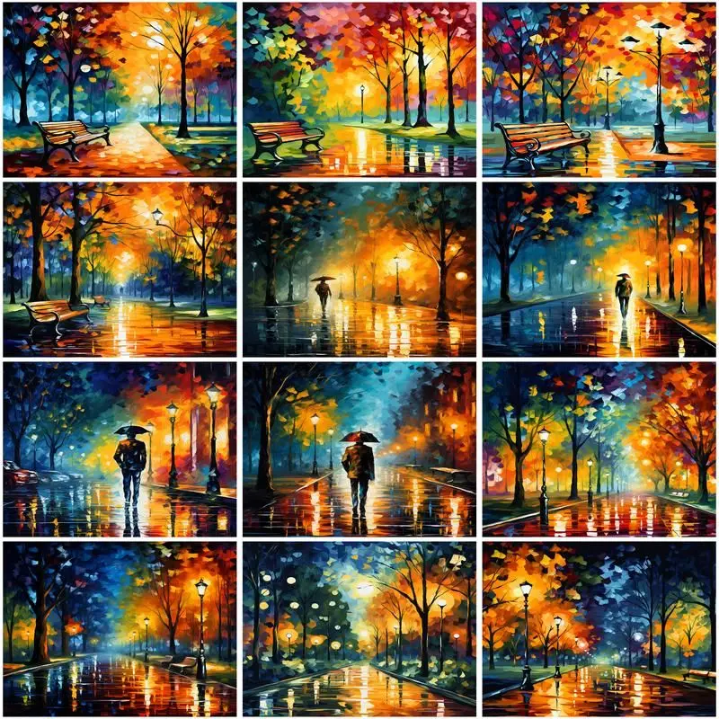 

CHENISTORY DIY Pictures By Number Dusk Street Scenery Kits Painting By Numbers HandPainted Paintings Drawing On Canvas Home Deco