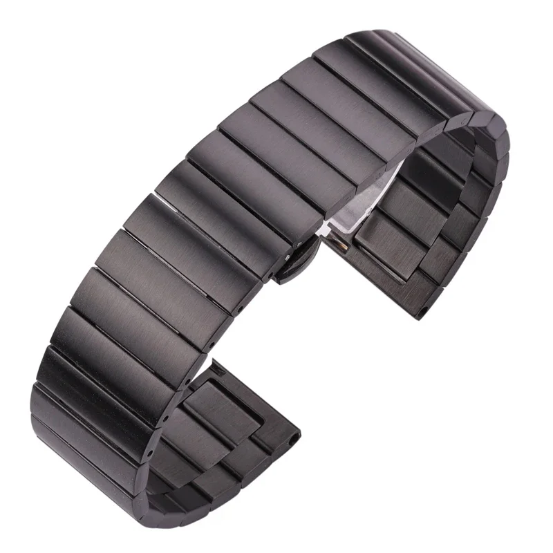 Massives Edelstahl-Uhrenarmband, 16 mm, 18 mm, 20 mm, 22 mm, Schnellverschluss, silberfarbenes, schwarzes Armband aus gebürstetem Metall