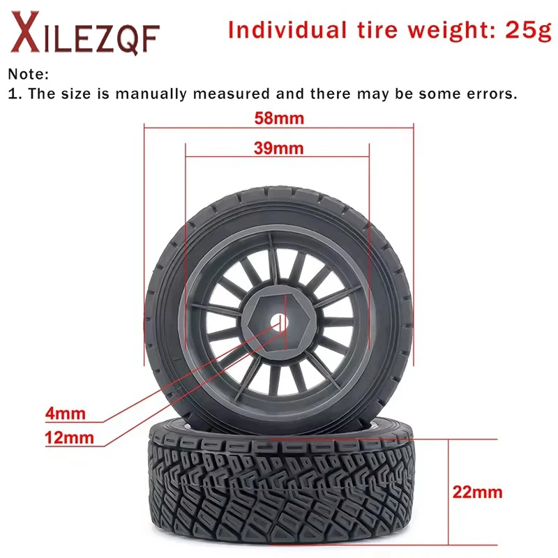 XILEZQF4pcs 58mmx39mm 1/14 MJX Racing Flat Running Wear-Resistant Tire Skin Simulation Modified Tires Accessories for Model Cars