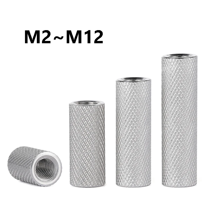 304 Stainless Steel Anti-Slip Knurled Round Nuts M2 M2.5-M12 Threaded Standoff Spacers for 3D Printer Electronics DIY Fastening