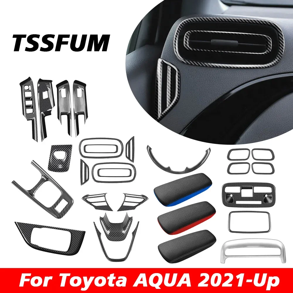 

Car Interior Carbon Fiber Sticker Control Gear Shift Panel Cover for Toyota AQUA X GR Sport MXPK10 11 15 16 2021 2022 2023 2024