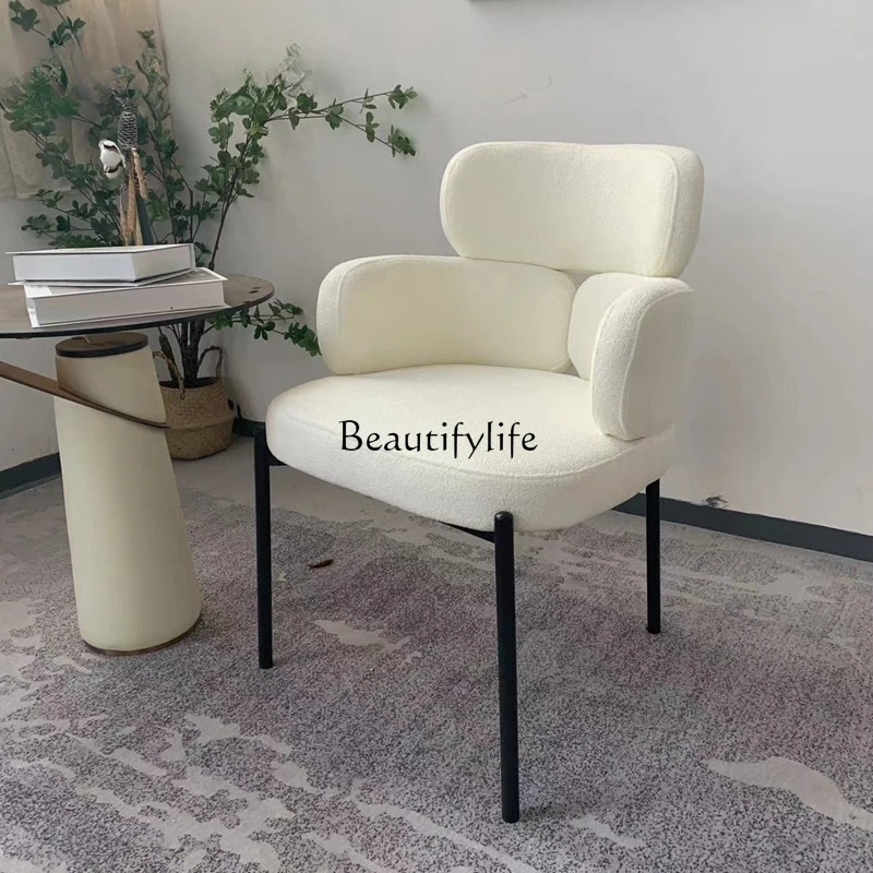 

Light luxury dining chair Modern simple home backrest Casual negotiation Fabric chair