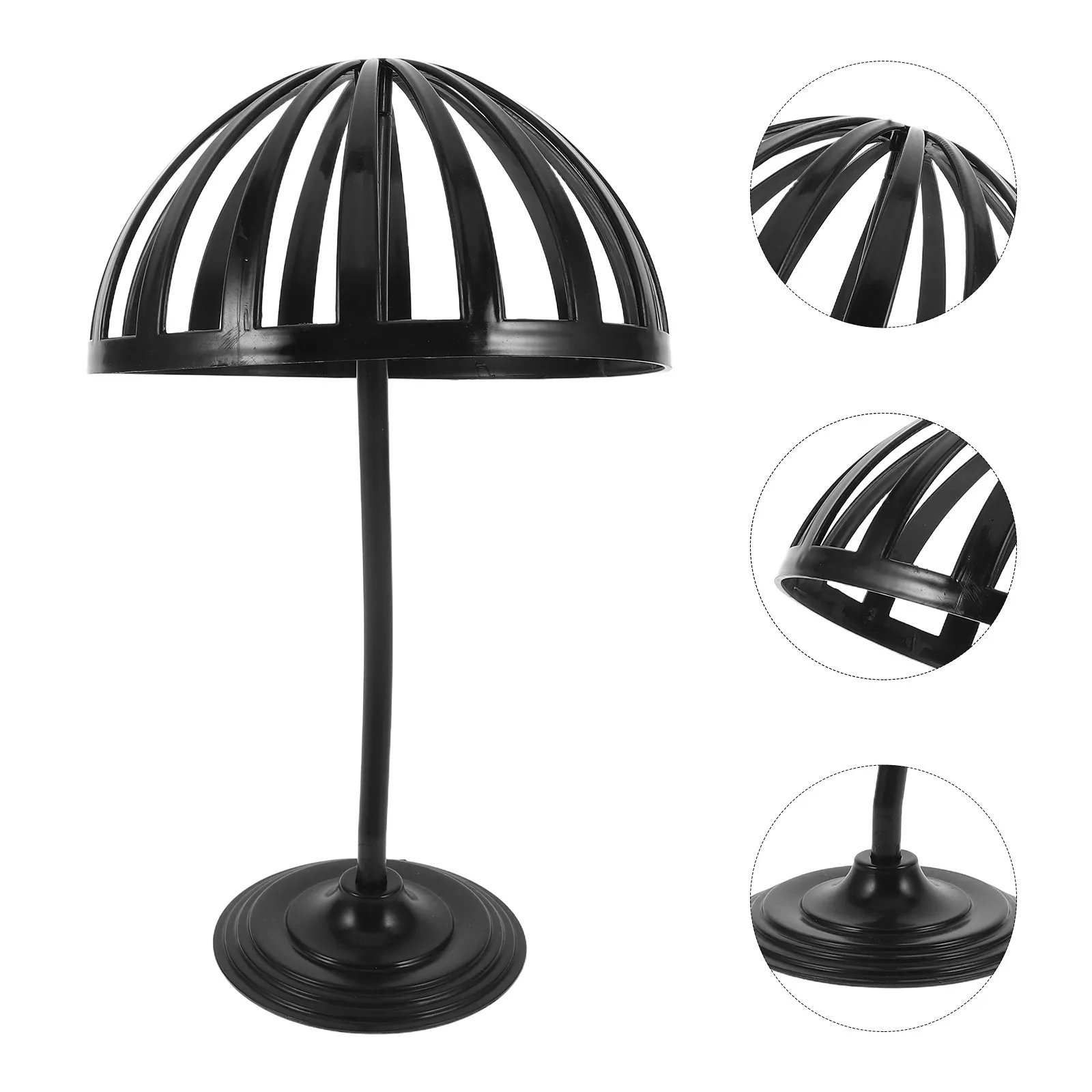 Freestanding Hat Stand Plastic Dome Shaped Cap Holder Display Rack Black Base for Baseball Caps Wigs Hats Retail Store Boutique