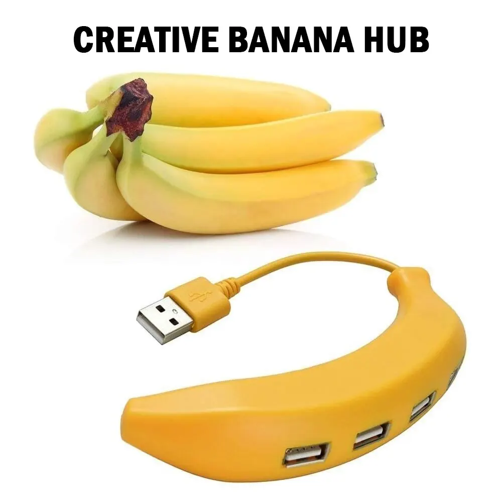 Creative Hub 2.0 Multi USB Ports Splitter Hub Power Adapter 4 Port Multiple Expander TypeC To USB Hub Funny Banana Shape USB Hub