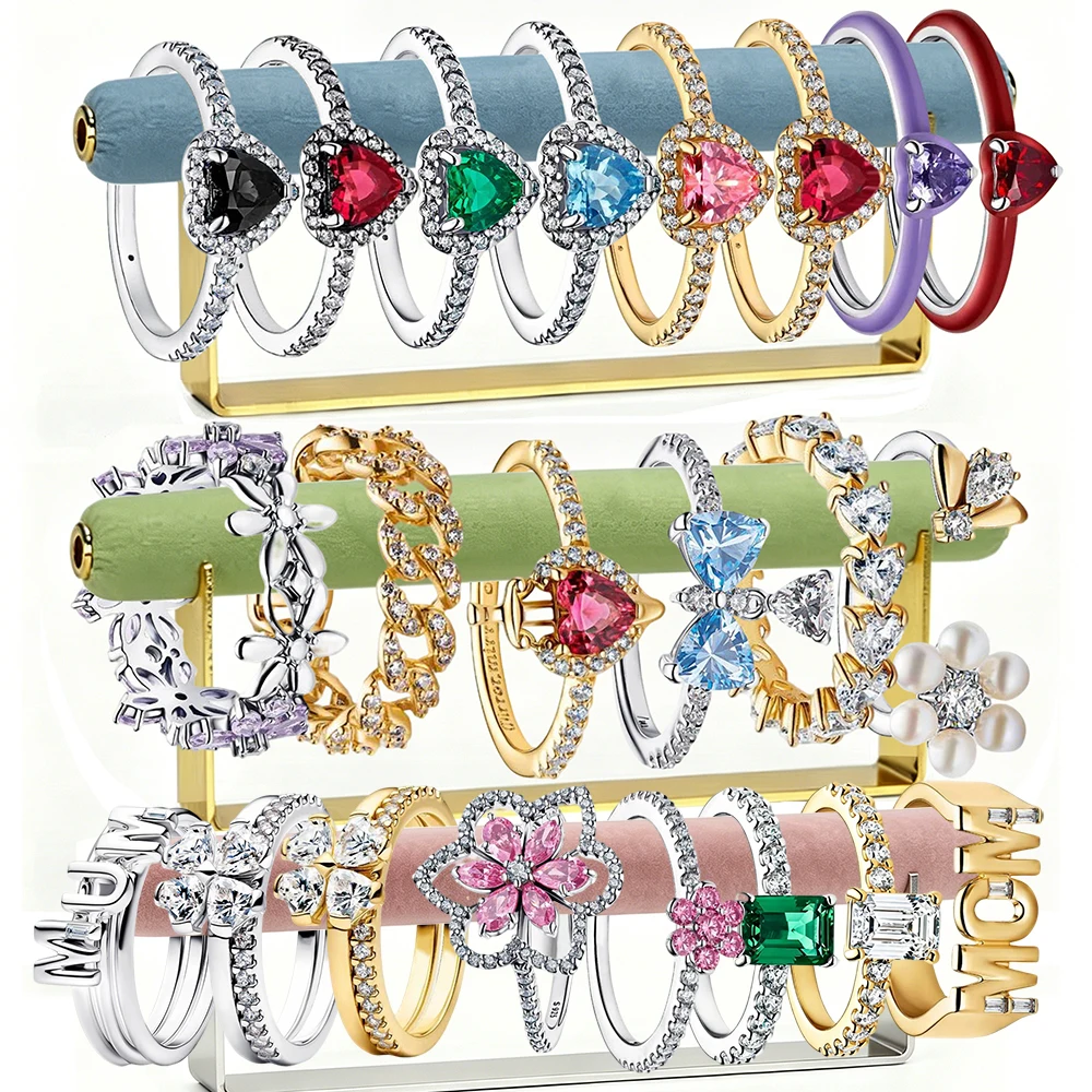 2026 New 925 Silver Sparkling Love Mom Signature Lucky Bee Lab Devil's Eye Cocktail Talisman Ring DIY Exquisite Charm Jewelry