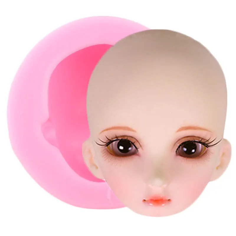 3D Cute Doll Head Face Silicone Mold DIY Party Fondant Molds Sugarcraft Cake Decorating Tools Chocolate Moulds Candy Clay Mould