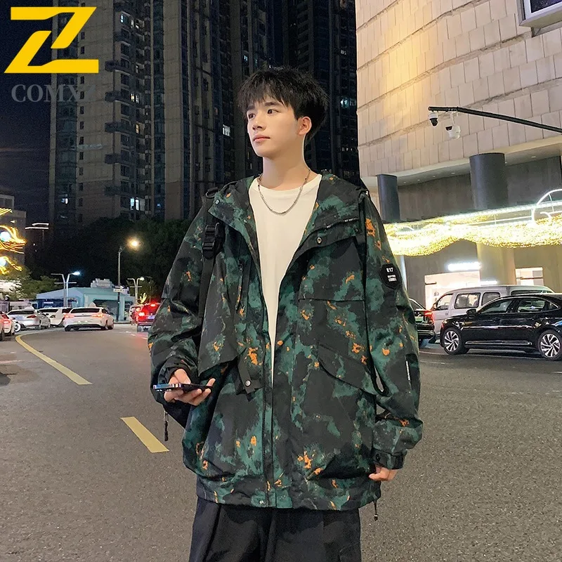 COMXZ 2025 سترة رجالي خارجية بقلنسوة لتسلق الصخور مقاومة للرياح سترات متينة بسحاب للسفر غير رسمي معاطف خريفية خفيفة الوزن #1