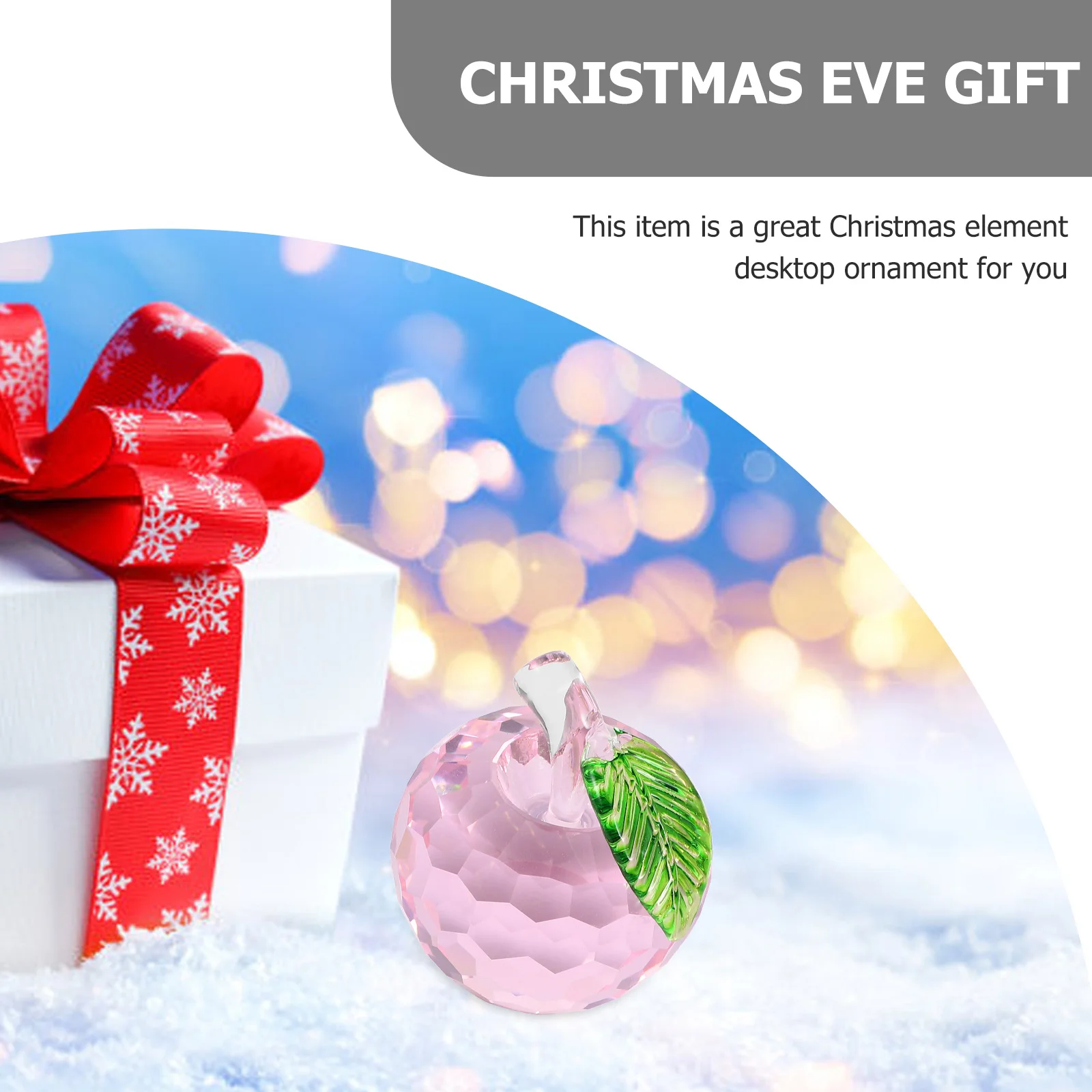 

Festive Crystal Apple Christmas Ornament Exquisite Craft Decor Desktop Gift 3D Design Warm Atmosphere Christmas Crystal