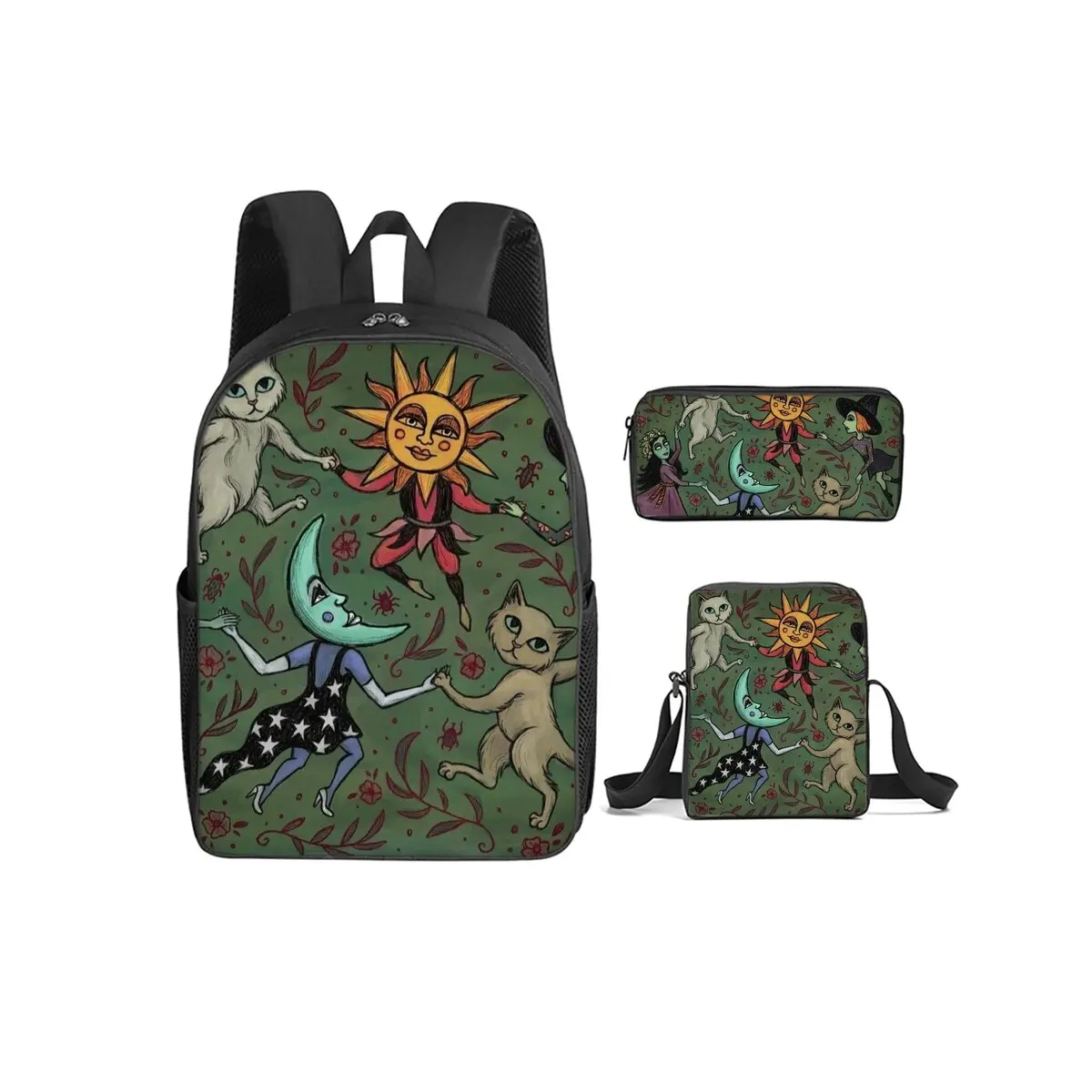 Magic Potion Print 3Pcs/Set Backpack with Messenger Bag ,Pencil Bags for Boy/Girl Best Gift Cartoon Student School Bags