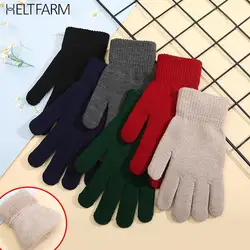 Guantes de punto de invierno para hombre y mujer, manoplas cálidas de dedo completo a prueba de frío para pantalla táctil, guantes de lana para ciclismo que combinan con todo, estilo coreano