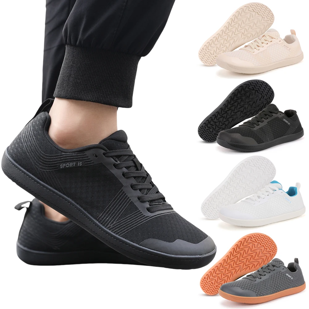 Minimalist Barefoot Shoes Cross Trainer Shoes Breathable Wide Toe Walking Shoes Fashion Running Sneakers for Outdoor Sports