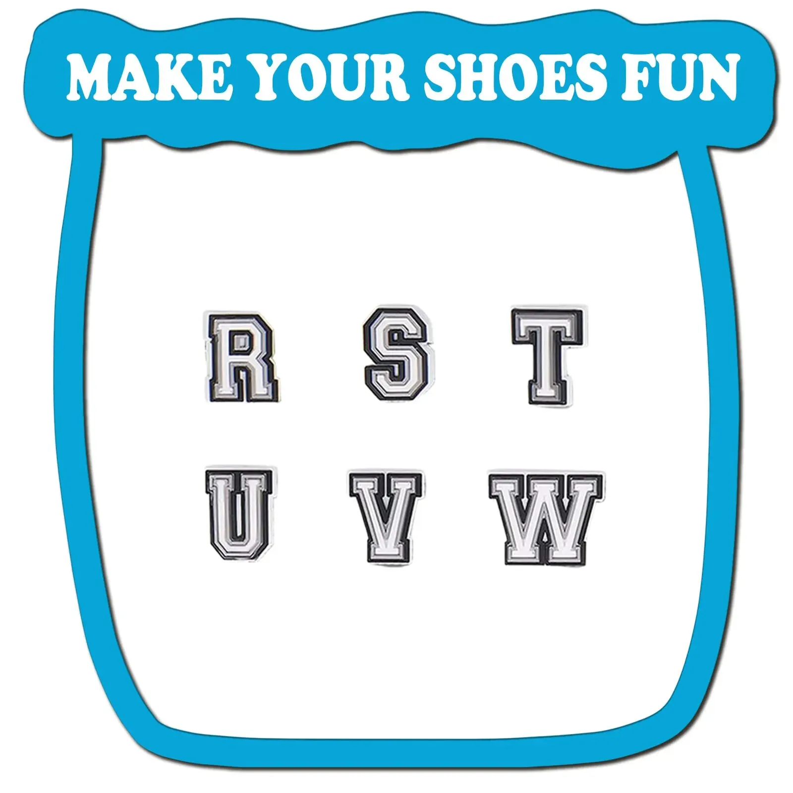 26Pcs Alphabet Letter Series Shoe Charms For Croc Shoe DIY Decoration Premium Quality Popular Charms Accessories Bubble Slides