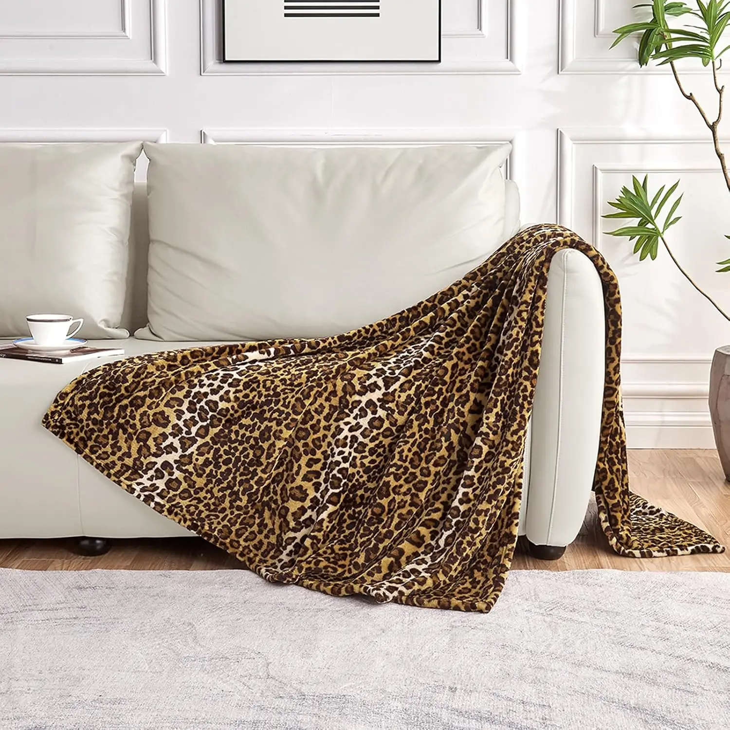 Leopard Print Blanket Soft Fleece Throw Warm Cozy Animal Pattern Home Decor Gift For Her Living Room Sofa Bed Cover50x80