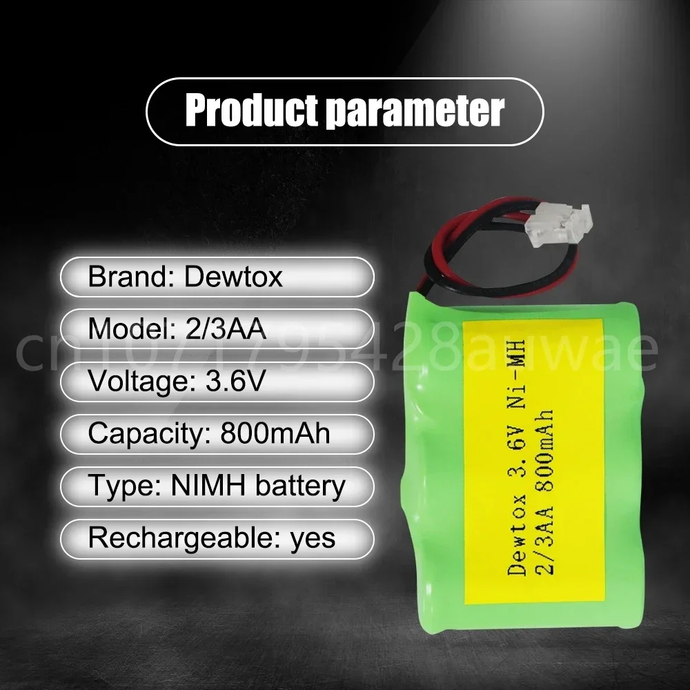 2/3AA 3.6V 800mAh Ni-MH 2/3AA Rechargeable Battery Pack with Plugs for Cordless Phone Batteries Pack