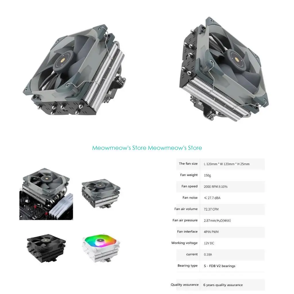 W91A CPU Fan Cooling Down-pressure CPU Cooling Radiator for Home Office and Gaming Setups Efficient CPU Heat Management