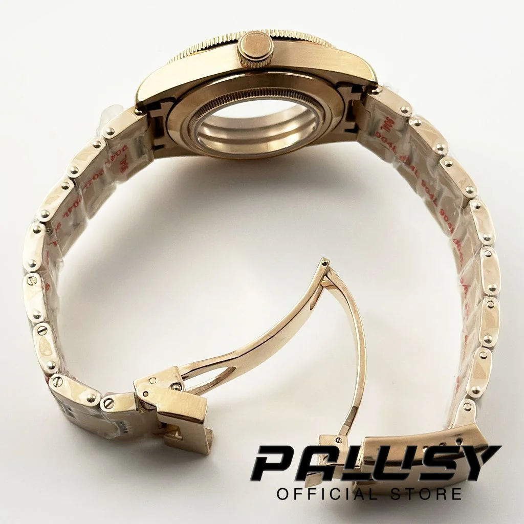 39 مللي متر معقمة ارتفع الذهب مقاوم للماء القبة الياقوت الكريستال الفولاذ المقاوم للصدأ ساعة تناسب NH34 NH35 NH36 ETA 2824 PT5000 حركة