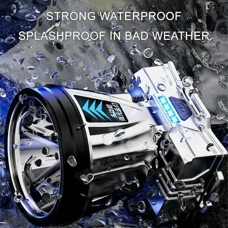 مصباح أمامي أصلع قوي LED فائق السطوع قابل لإعادة الشحن، مصباح يدوي ليلي لصيد الأسماك، مجال ضوء عامل منجم لمسافات طويلة #5