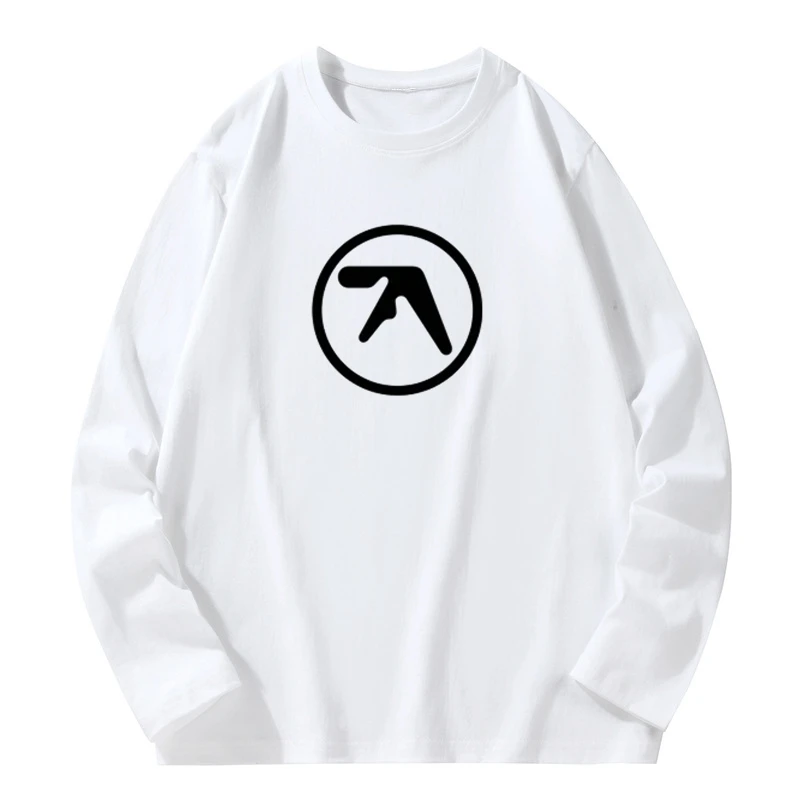 Male funny present Fashion Aphex Twin Long Sleeves Men's Black T-Shirt Men T Shirt Print Cotton Long Sleeve T-shirt