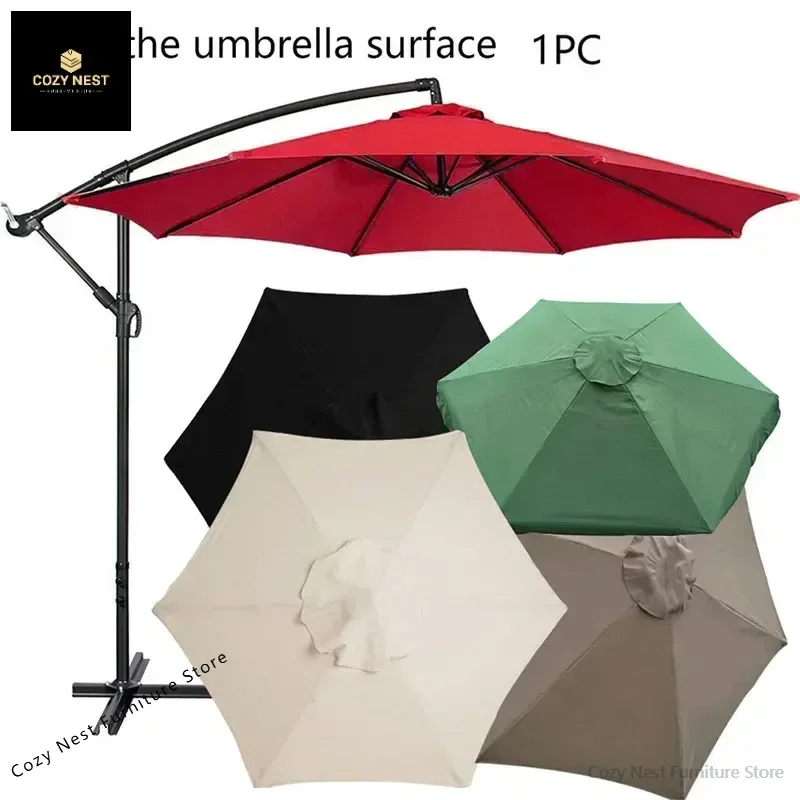 Parasol Patio Umbrella Replaceable Cloth Beach Canopy Summer Outdoor Garden Uv Protection Sunshade Umbrella Top Cloth 6/8 Ribs