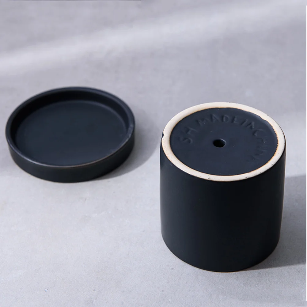 

1Set Large Ceramic Flower Planter Black Minimalist Pot Set for Succulents Aloe Vera Cactus Patio Desk Decorations