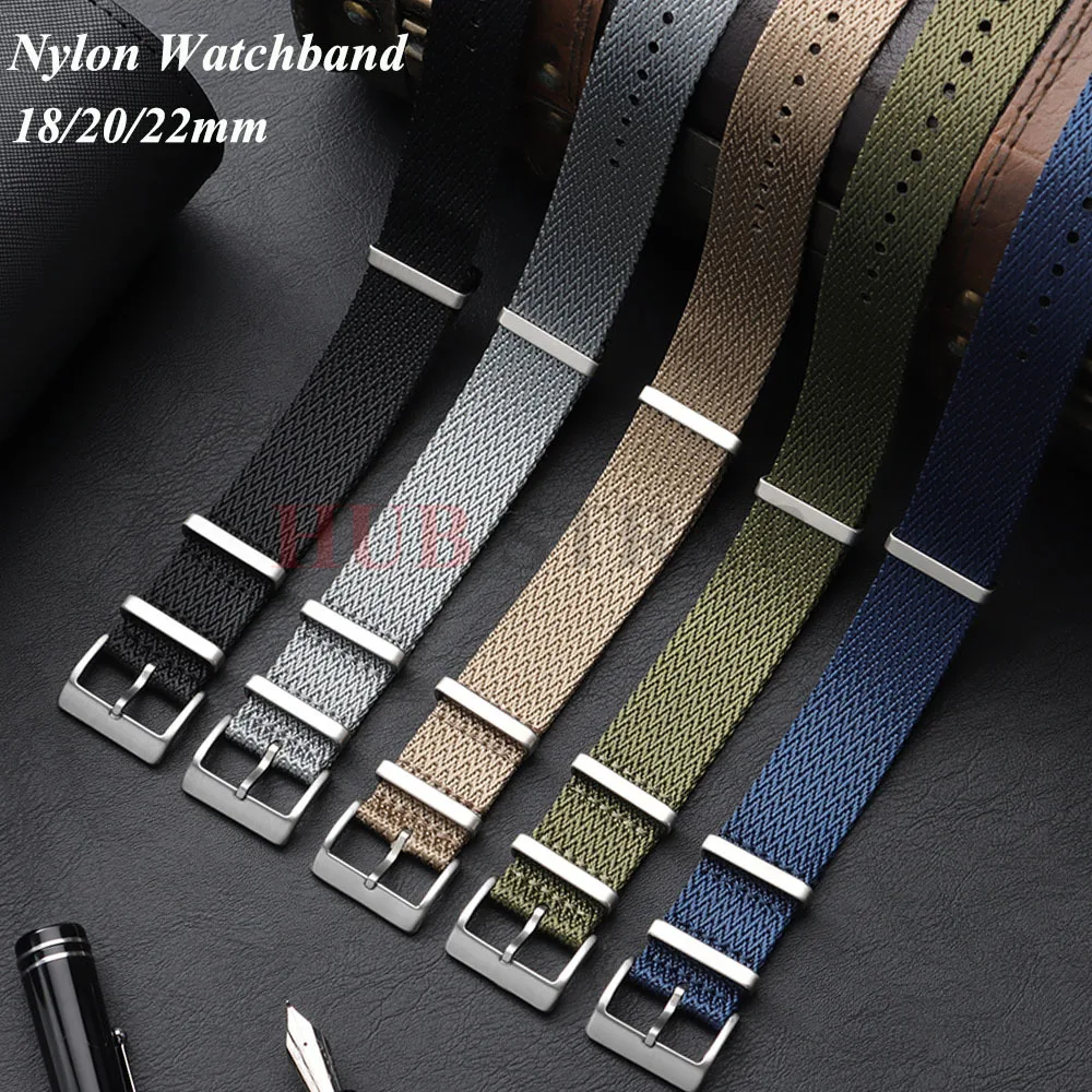 Ribbed Watch Strap Mustard 18mm 20mm 22mm Quality Rugged Nylon Military Straps Retro Braid Ballistic Fabric Watch Band Men Women