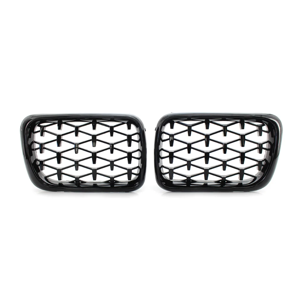 2Pcs Diamond Meteor Style Car Fromt Uper Kidney Grille For BMW E36 3 Series 1997 1998 1999