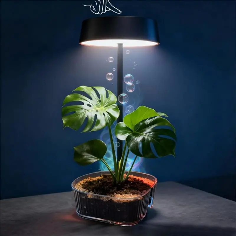 [NEW!ABAG】 Grow Lights For Indoor Plants, 3 Color Dimming Table Lamp, Bedside Lamp For Bedroom, Battery Powered Cordless Light