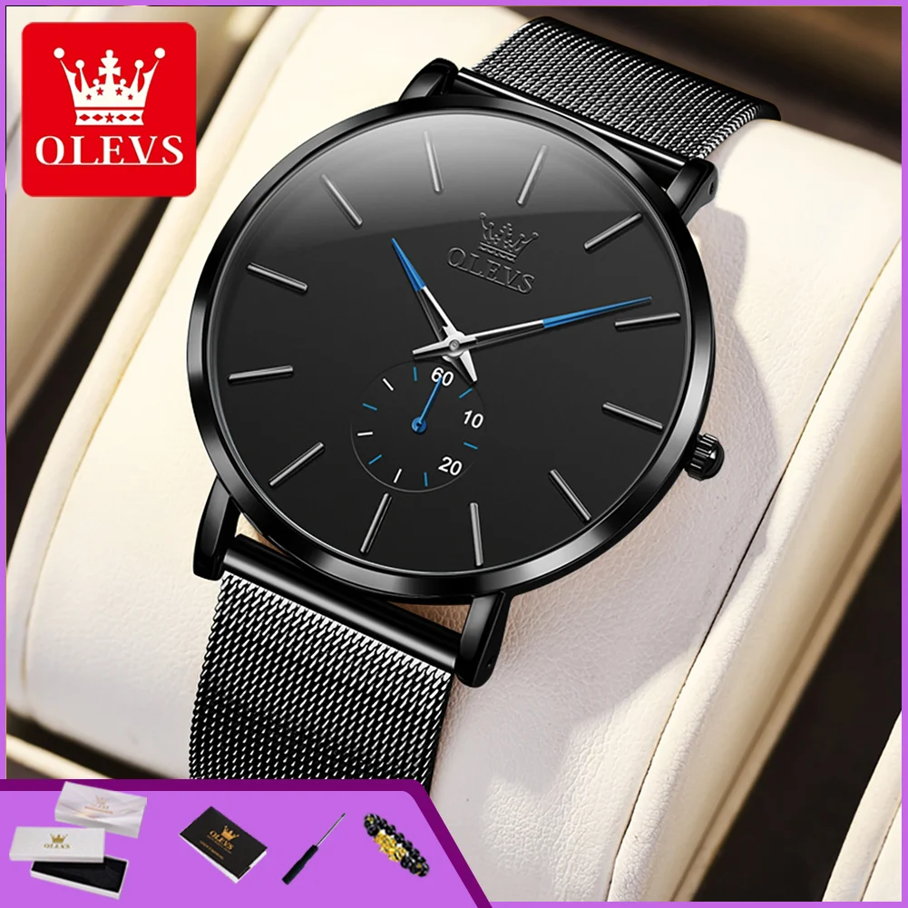 

OLEVS 9954 Original Men's Quartz Watches Casual Mesh Belt Ultra Thin Waterproof Fashion Simple Men's Sports Wristwatch
