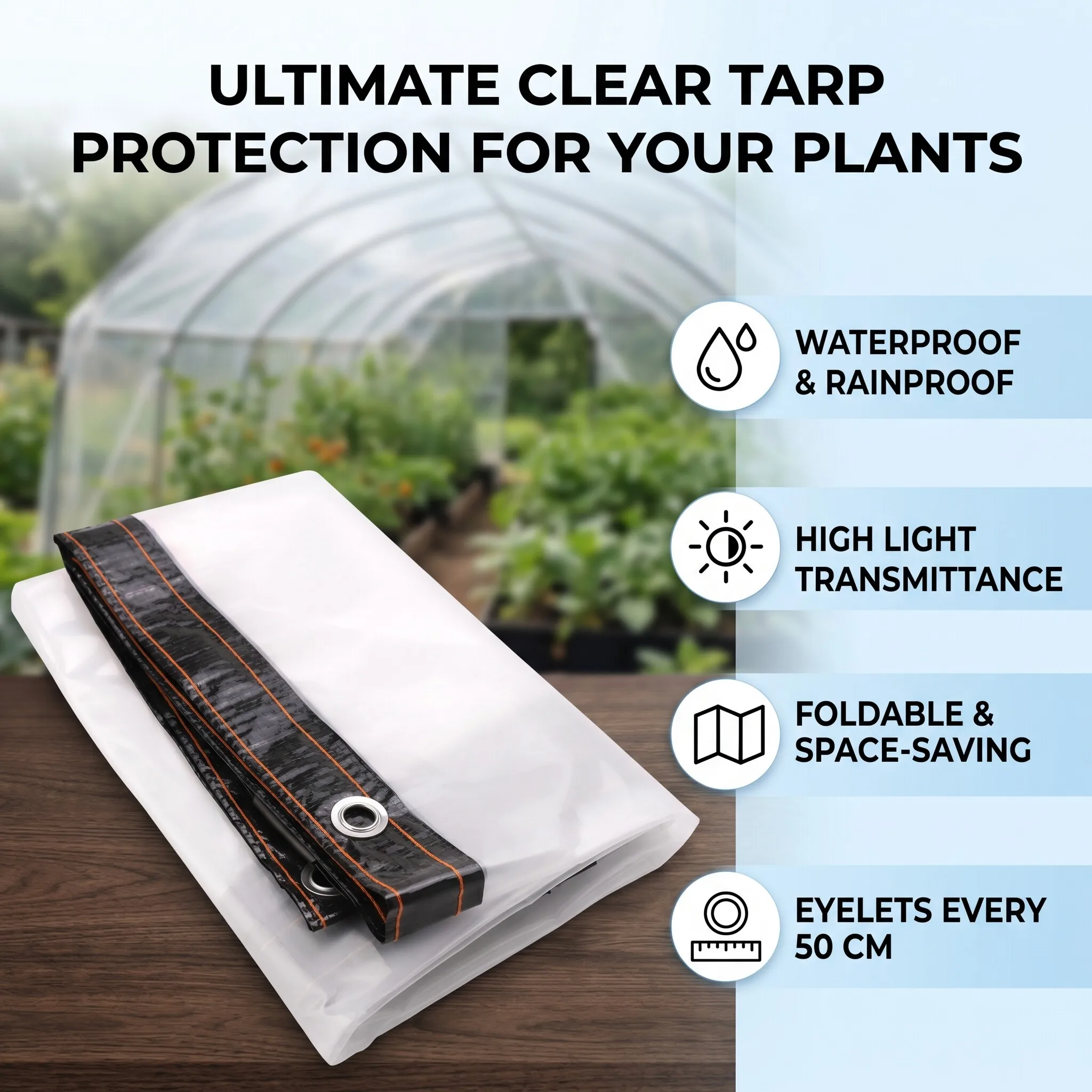 Clear Tarp Waterproofing Rainproof Transparent Plastic Tarp Cover with  for Chicken Coop Greenhouse Plant Clear Tarpaulin