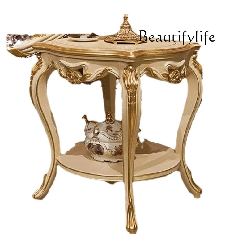 

European solid wood carving and painting art French home solid wood living room square coffee table luxury furniture