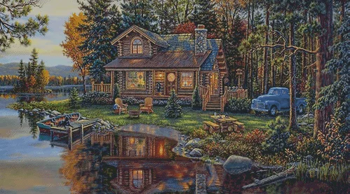 

82-lake House 101-61 Needlework Kit Cross stich Set Cross Stitch Kits Cross-stitch Embroidery