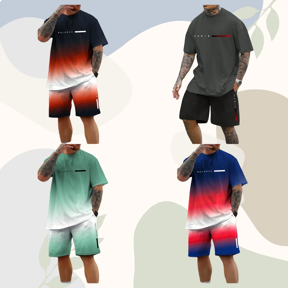 

Лидер продаж, новинка лета 2025 года, свободная короткая крутая футболка с рукавами для мужчин, повседневный спортивный быстросохнущий комплект, модный одинаковый комплект