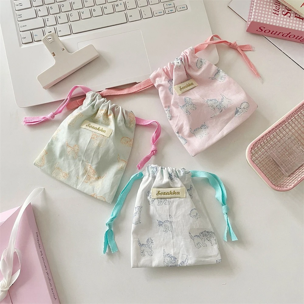 Christmas Gift Candy Jewelry Organizer New Cute Storage Drawstring Bag Women Cosmetics Lipstick Storage Pouch Cute Makeup Bag