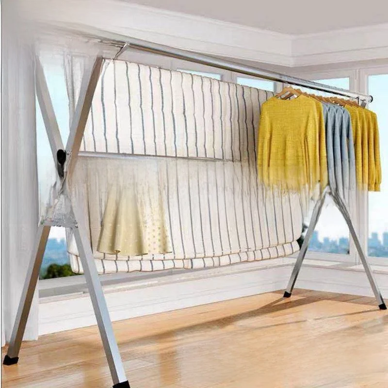 

Stainl Steel Floor-Mounted Clothes Drng Ra No Installation Required for Balcony Indoor Outdoor Use Luxury Sle
