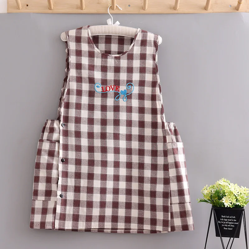 Fashion Apron Women\'s Summer Thin Household Kitchen Anti-fouling Cooking Work Clothes Wear-resistant Western-style Waist Smock