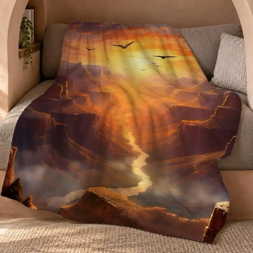 Grand Canyon Throw Double Sided Flannel Throw Blanket Soft Travel Camping Sofa Bed Home