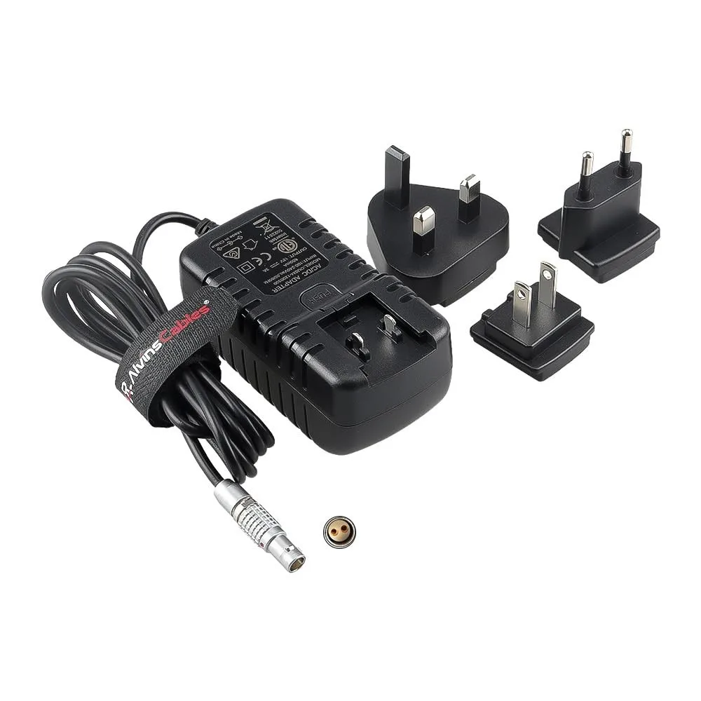 AC Power Supply Adapter 2 Pin Female to 12V 3A Universal Plug Charger for RED Komodo 6k Camera, 100V-240V, US UK EU AU Plugs 2M