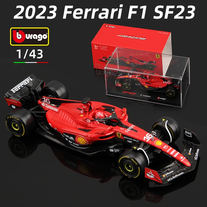 Bburago 1:43 2023 F1 Dust Cover Version Ferrari SF23 Alloy Car Formula Racing Diecast Model Toy Collection Gifts Leclerc Sainz