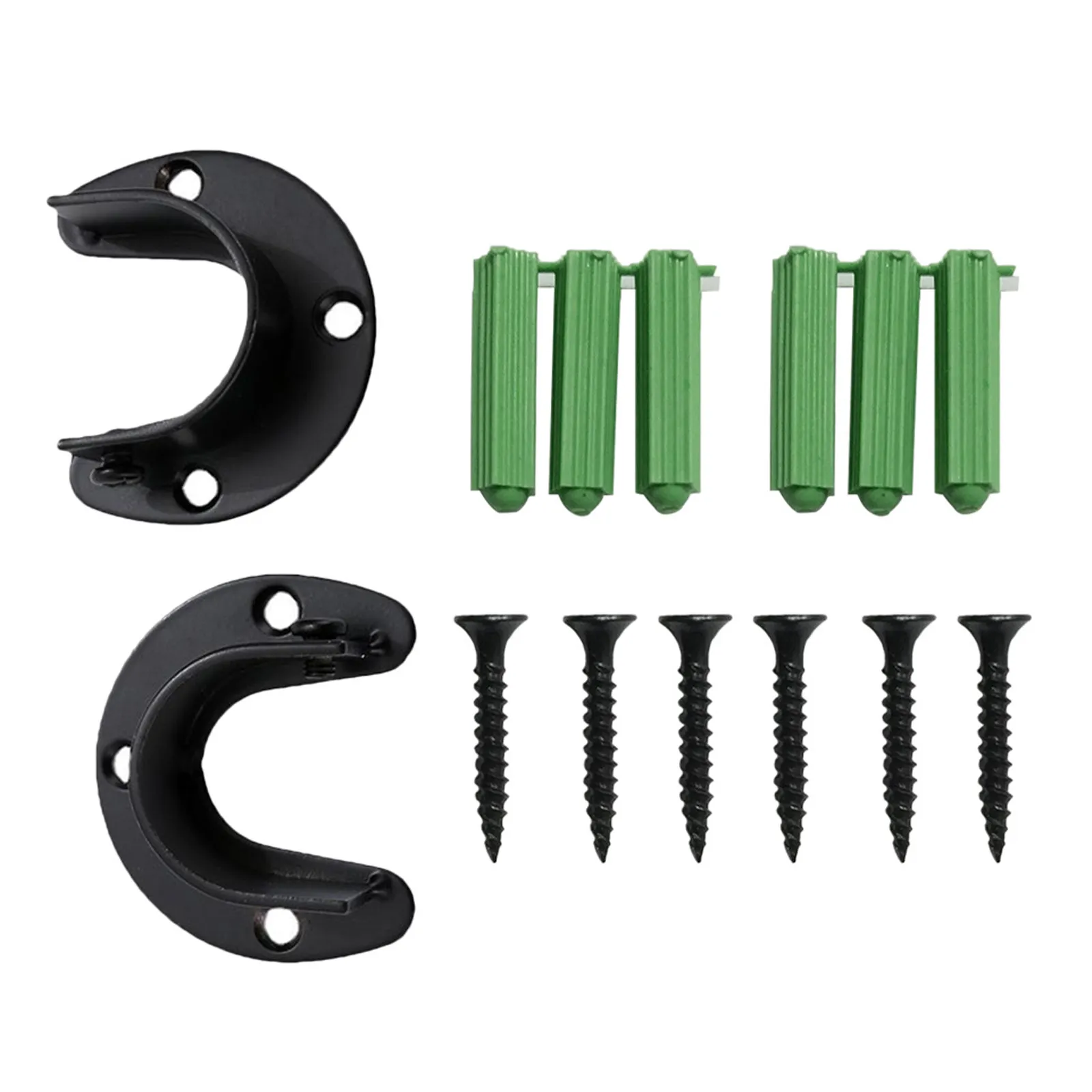 2Pcs Closet Rod Support Bracket Quick Install Disassemble Wall Wood Surface Mount Shower Curtain Rod Holder for Bathroom Hotel
