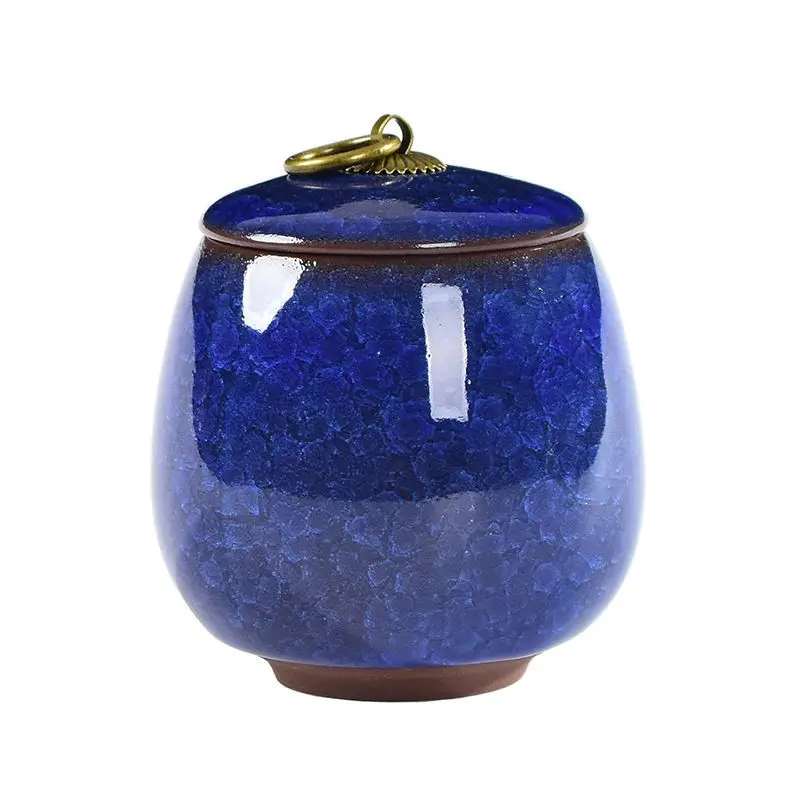 Creative Ice Crack Ceramic Tea Caddy Mini Portable Sealed Jar Candle Candle Holder Jar with Lid Jewelry Box Porcelain Home Decor