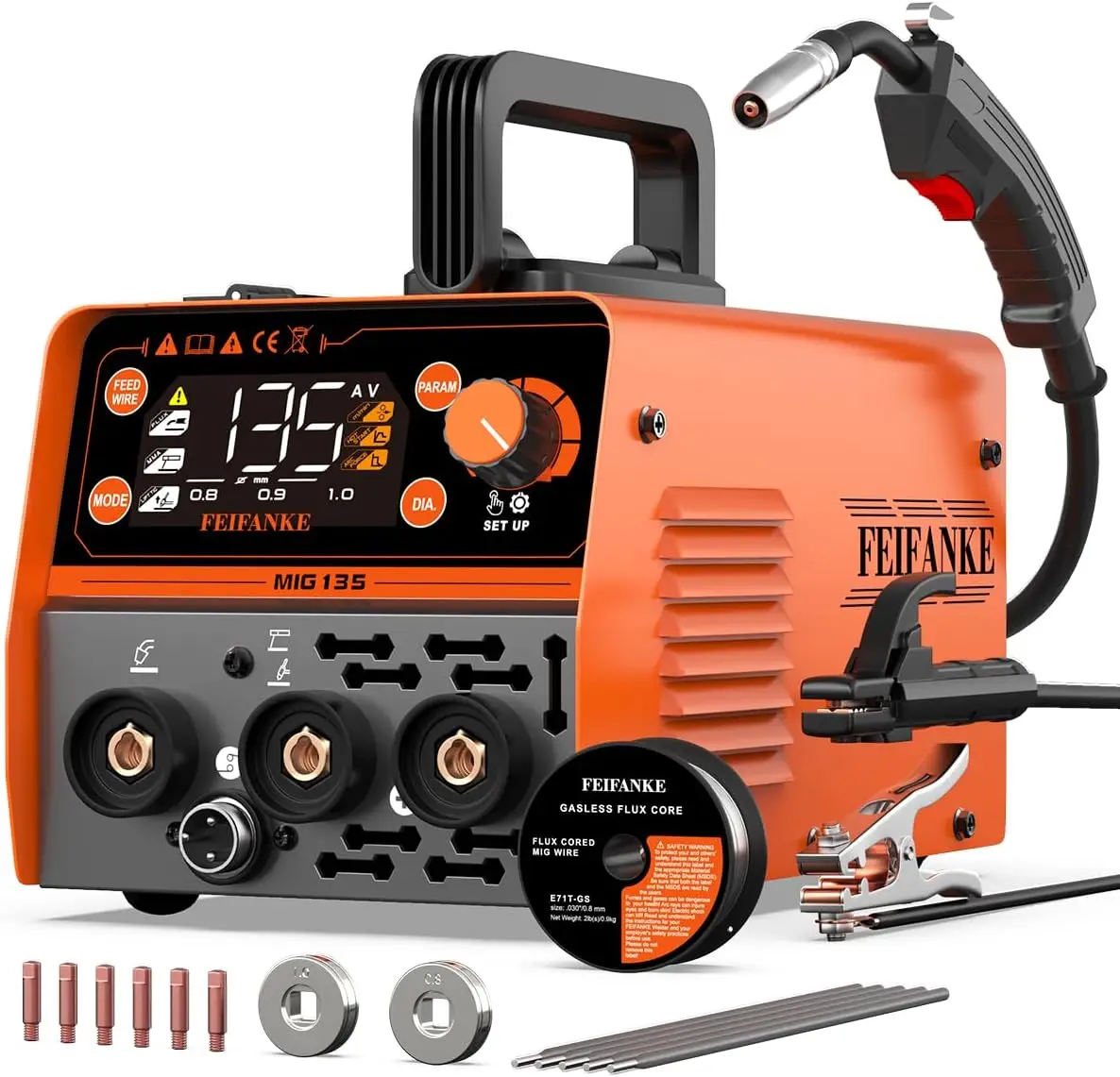 3-in-1 MIG Welder, 135A 110V Flux MIG, Stick/MMA & Lift TIG Welding Machine