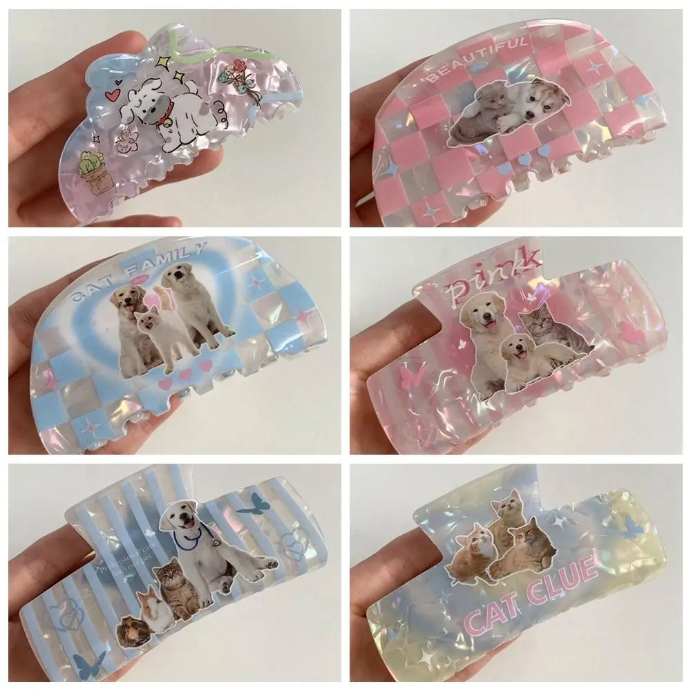 Cute Acrylic Dog Hair Claw Printing Puppy Cat Hair Clip Grab Clip Korean Animal Shark Clip Streetwear image 6