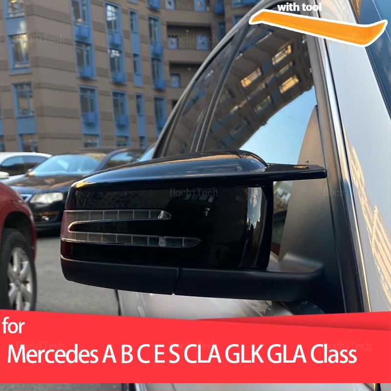 

Черные колпачки для боковых зеркал заднего вида из углеродного волокна для Mercedes-Benz C W204 E W212 W176 W246 CLS C218 GLA X156