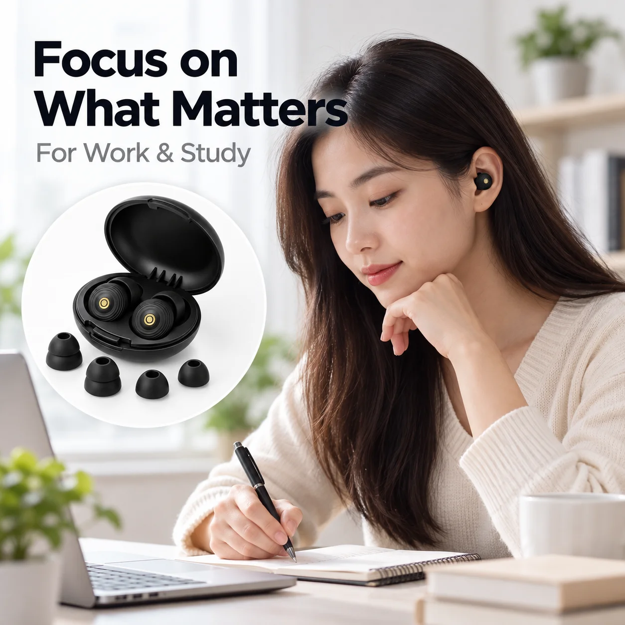Reusable Silicone Ear Plugs, Soft Noise Reduction Earplugs for Sleeping Work Study Travel Noise Protection