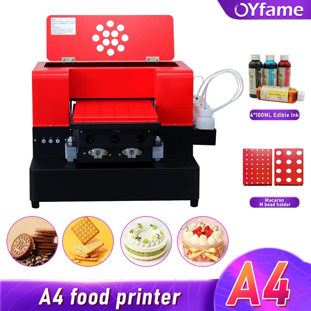 OYfame A4 Food Printer Edible Printer Ink Macaron Cookies Cupcakes Fondant Biscuits Candy Printer A4 Food Printing Machine