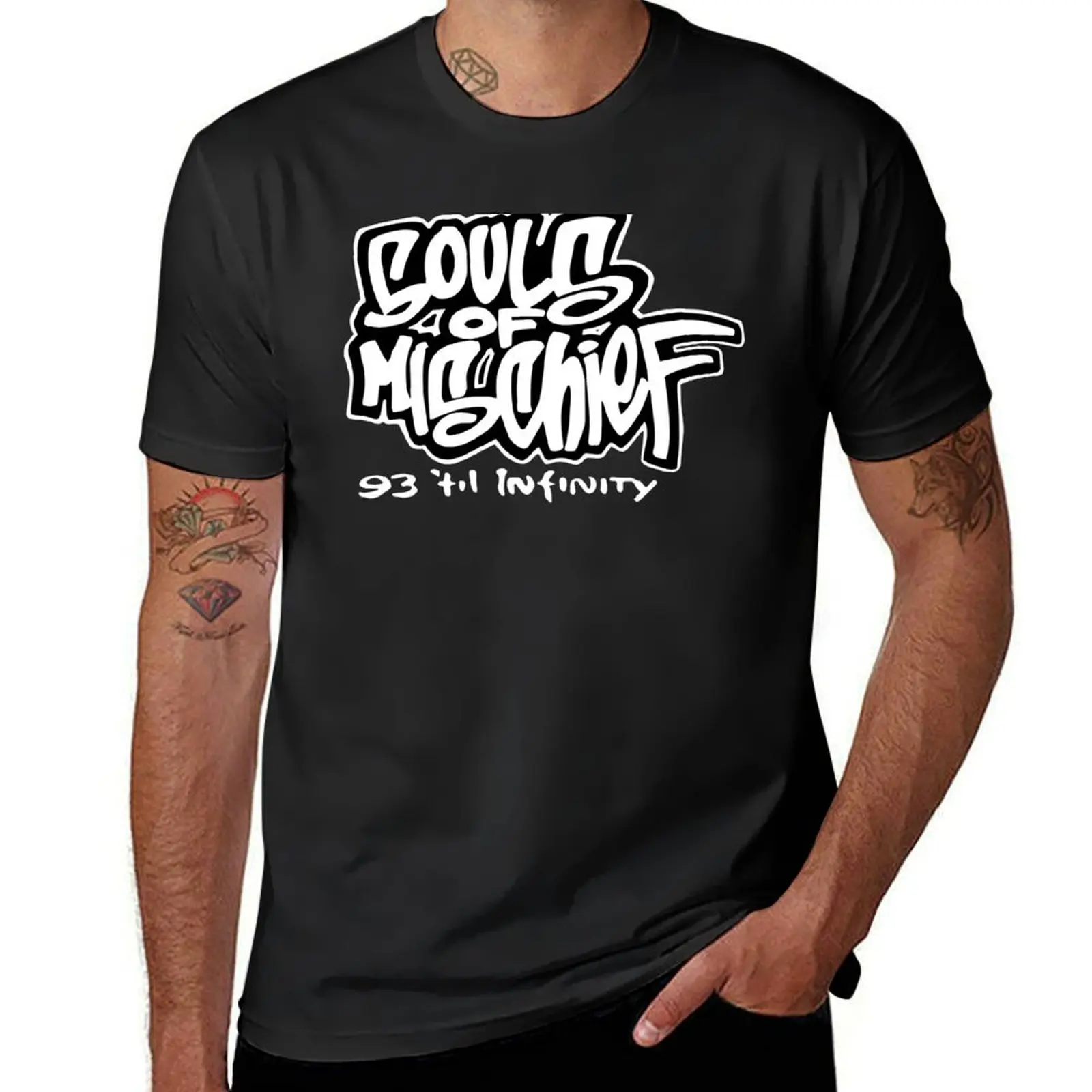 Souls of Mischief Logo Design T-Shirt korean fashion graphics customs Short sleeve tee men